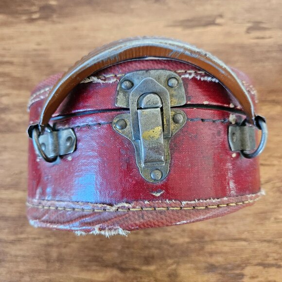 Vintage 30s 40s Childs Girls Leather Suitcase Bag Case Mary Quite Contrary Rhyme - Picture 7 of 9